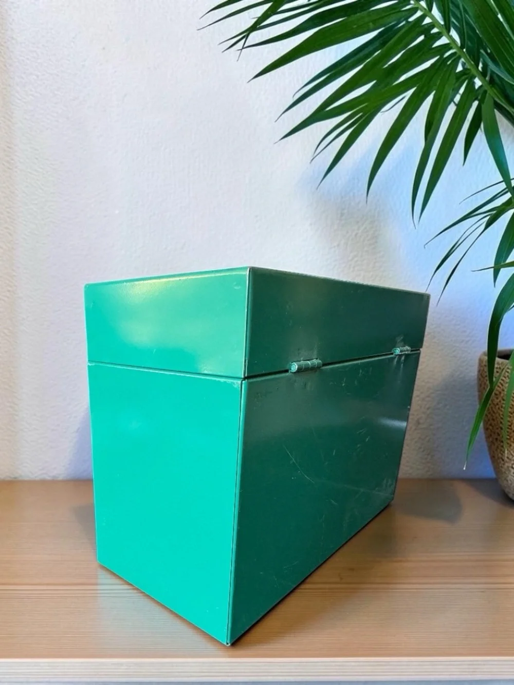 Vintage Worcester T&S Rochdale Mass Green Metal Storage Box Industrial Organizer